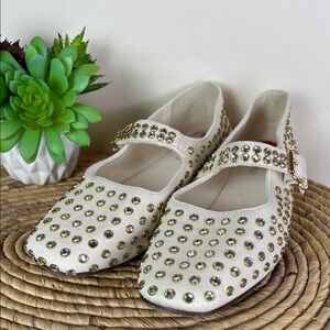 Camila Coelho Princess Mary Jane Ballet Flat Rhinestone Studded 10